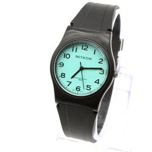 Vintage Miykon Watch Men's Casual Classic Black Tone Stainless Steel Rubber Band